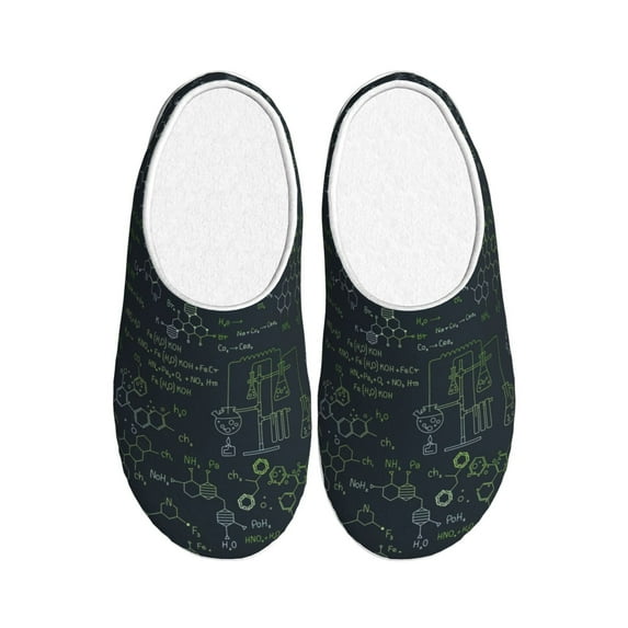 Haiem Chemistry Formulas 2 Print Women's Fuzzy Memory Foam House Slipper Cozy Home Footwear Non-slip Winter Slippers-35/36