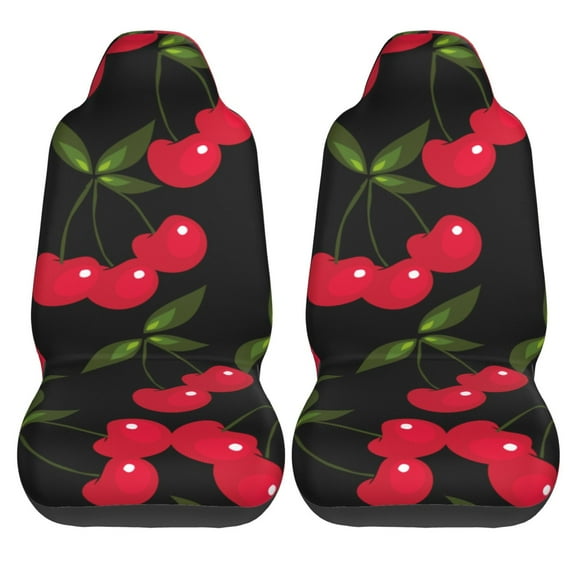 Haiem Cherry Printed Car Seat Covers Set of 2, Universal Fit Car Seat Covers,Protective Seat Covers,Comfortable Car Seat Covers, Easy Installation Seat Covers