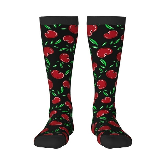 Haiem Cherry Socks, Funny Novelty Crazy Design Cotton Socks Sports Socks Knee High Socks For Men, Women,1Pairs - Gift For Working Friends