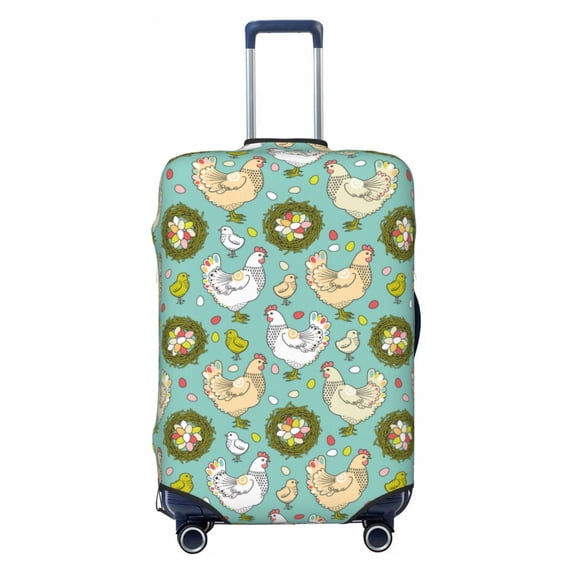 Haiem Chicken Laying Eggs Luggage Cover Printed Suitcase Covers for Luggage Elastic Washable Suitcase Protector Fits 18-32 Inch Luggage-Small