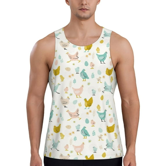 Haiem Chicken Men Workout Tank Top Gym Bodybuilding Sleeveless Muscle T Shirts Athletic Tank Breathable Workout Shirt-3X-Large