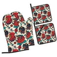 thumbnail image 1 of Haiem Chicken Print Extra Long Oven Mitts and Pot Holders 4pc Sets: Heat Resistant Silicone Oven Mittens with Mini Oven Gloves and Hot Pads Potholders, 1 of 6