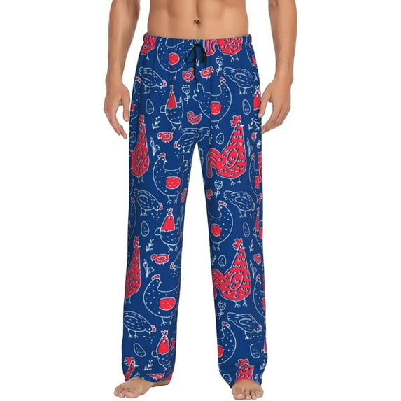 Haiem Chicken and Rooster Men's Pajama Pants Ultra Lightweight Pjs Bottoms Sleepwear Bottom Pants with Pocket Drawstring-Medium