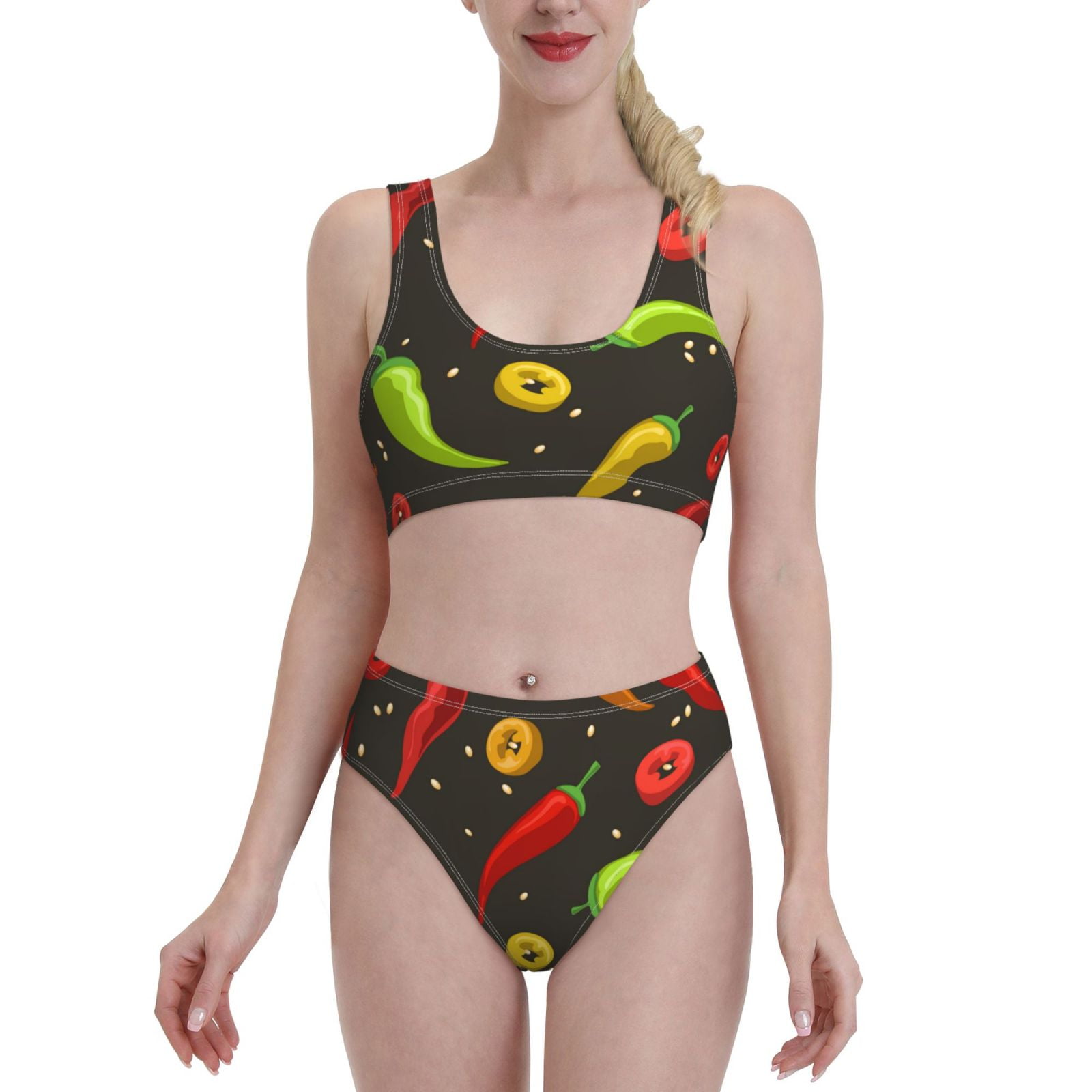 Haiem Chili2 Women's High Waisted Bikini Set Two Piece Bathing Suits