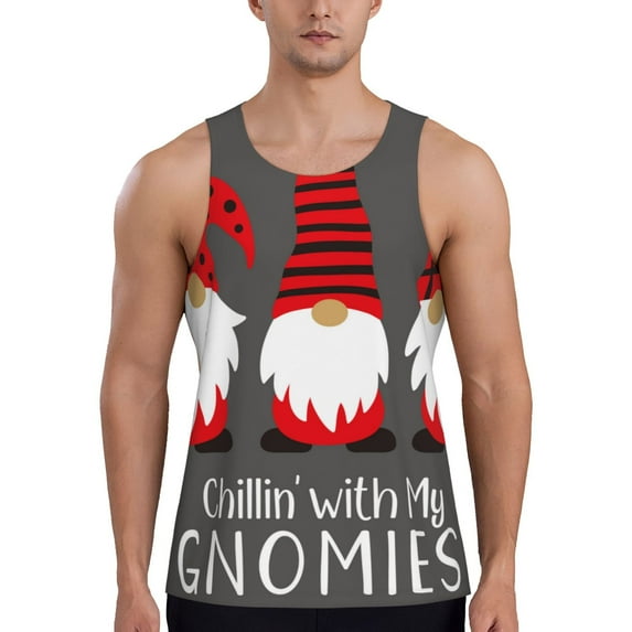 Haiem Chillin with My Gonme Men Workout Tank Top Gym Bodybuilding Sleeveless Muscle T Shirts Athletic Tank Breathable Workout Shirt-Medium