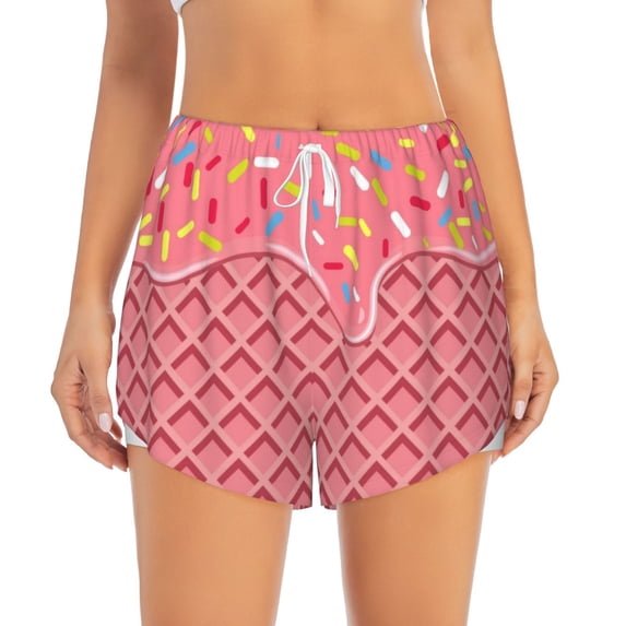 Haiem Chocolate with Flowing Cream Women's 2 in 1 Running Shorts - Lightweight Athletic Workout Gym Yoga Breathable Sports Shorts Liner with Phone Pockets-Medium