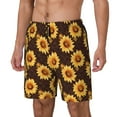 thumbnail image 1 of Haiem Chocolate Plaid Sunflower A Mens Swim Trunks with Compression Liner 2 in 1 Swimming Shorts Stretch Swimwear Quick Dry,Board Shorts-Large, 1 of 9