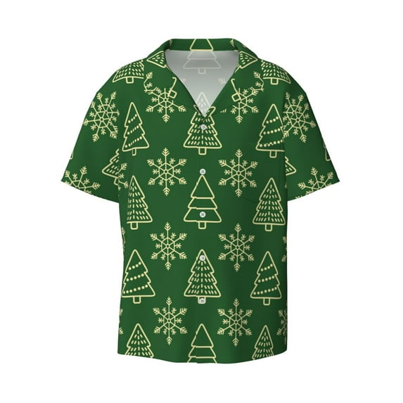 Haiem Christmas (2) Men's Casual Shirts Short Sleeve Button Down Shirts Fashion Textured Summer Beach Shirt-XX-Large