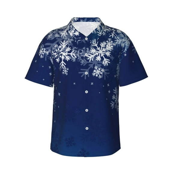 Haiem Christmas Blue Printed Hawaiian Shirt for Men - Men’s Casual Beach Summer Shirts - Stretch Fabric with Modern Fit-XX-Large