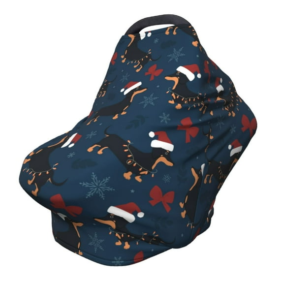 Haiem Christmas Dachshund Baby Nursing Cover & Nursing Poncho - Multi Use Cover for Baby Car Seat Canopy, Stroller Cover, 360°Full Privacy Breastfeeding Coverage