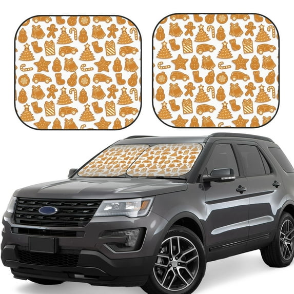 Haiem Christmas Elements Car Windshield Sun Shade (2 Pieces) Foldable Windshield Sun Shade Car Accessories for Truck SUV Pickup-Small