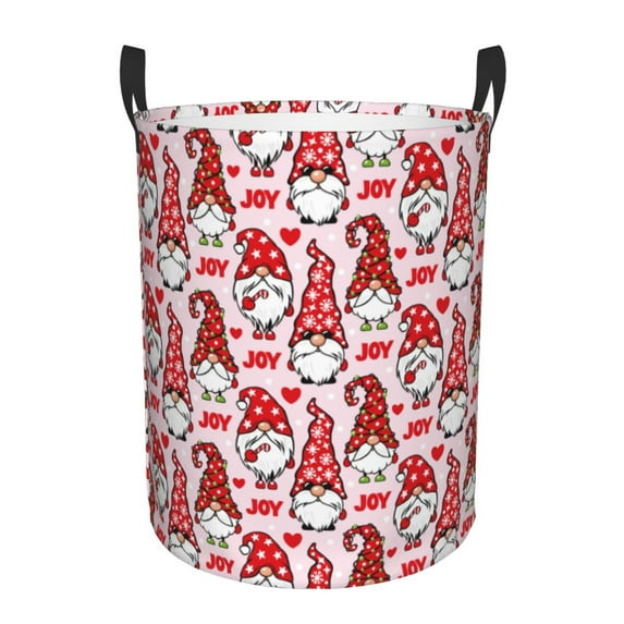 Haiem Christmas Gnome Print Laundry Basket, Laundry Hamper, Collapsible Laundry Baskets, Dirty Clothes Hamper, Waterproof with Handles for College Dorm, Family-Medium