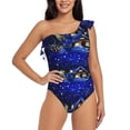 thumbnail image 1 of Haiem Christmas Night Women's One Piece Swimsuits Tummy Control One Shoulder Bathing Suits Ruffle Swimwear-Medium, 1 of 8