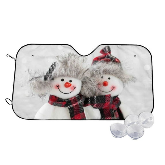 Haiem Christmas Snowman With Hat Car Windshield Sun Shade - Blocks UV Rays Sun Visor Protector, Sunshade to Keep Your Vehicle Cool, Universal Fit SUV Van Sedan-Small