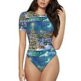thumbnail image 1 of Haiem Christmas Tree Women's Crew Neck Short Sleeve Bodysuit Tops Stretchy Slim Basic-Large, 1 of 9