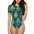 thumbnail image 1 of Haiem Christmas Trees Women's Crew Neck Short Sleeve Bodysuit Tops Stretchy Slim Basic-X-Large, 1 of 9