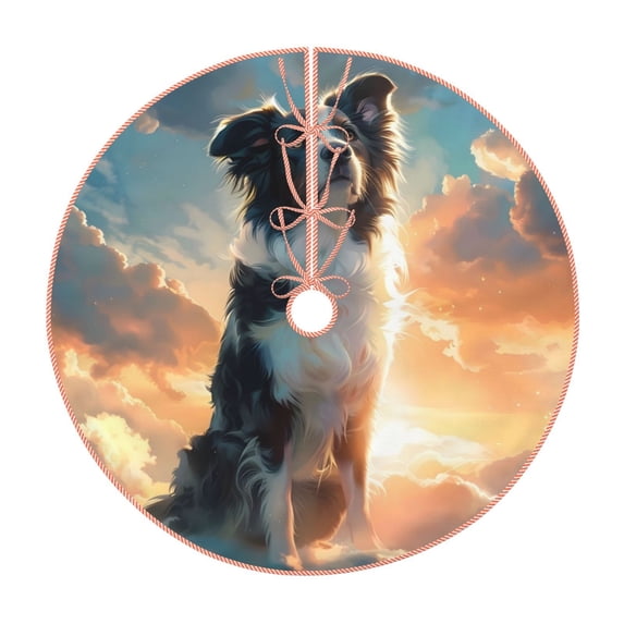 Haiem Cloud Border Collie Pattern Christmas Tree Skirt Merry Christmas Party Christmas Tree Decoration,New Year Decorations-36"