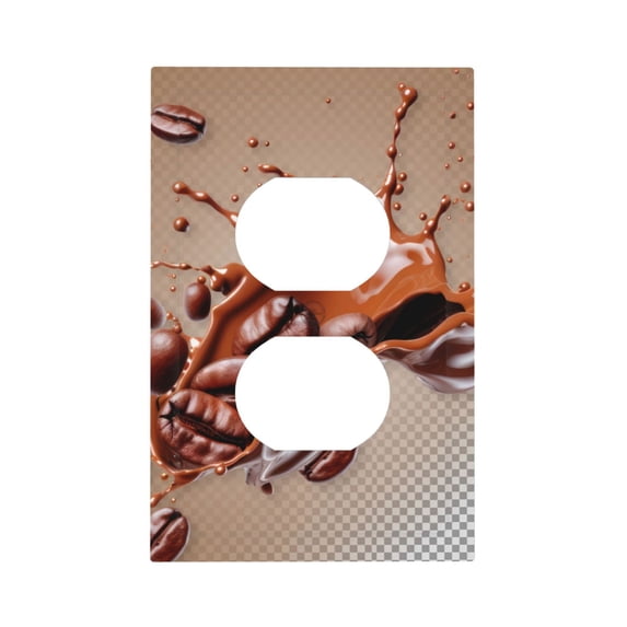 Haiem Coffee Beans Chocolate Splash Pattern Decorative Wall Plates, 1-Gang 5.0" x3.0", Unbreakable Thermoplastic Faceplate Cover for Decorator Receptacle Outlet & Switch-Style S