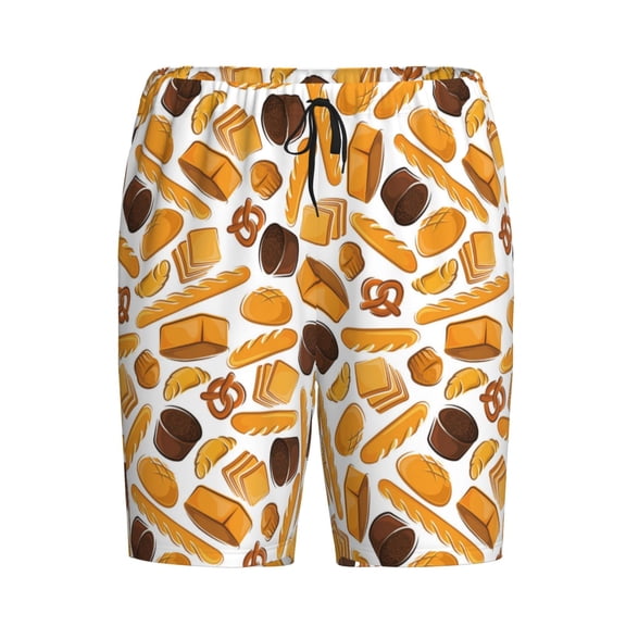 Haiem Coffee Bun Hot Dog Men's Pajama Short with Soft Woven Cotton Elastic Waistband Sleep Short-Large