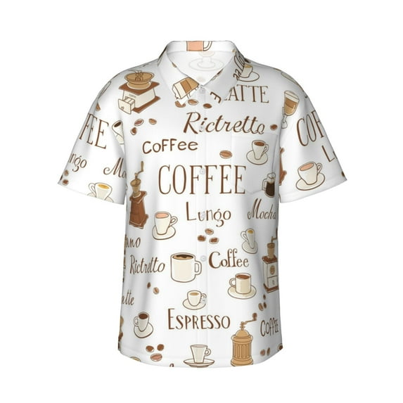 Haiem Coffee Printed Hawaiian Shirt for Men - Men’s Casual Beach Summer Shirts - Stretch Fabric with Modern Fit-XX-Large
