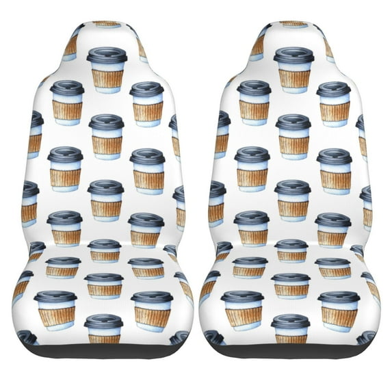 Haiem Coffee To Go Pattern Printed Car Seat Covers Set of 2, Universal Fit Car Seat Covers,Protective Seat Covers,Comfortable Car Seat Covers, Easy Installation Seat Covers
