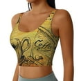 thumbnail image 1 of Haiem Coffee Vintage Pattern Womens Sports Bra - U Neck Padded Low Impact Yoga Bra Workout Crop Top Gym Moisture-Wicking Workout Vest -XX-Large, 1 of 9