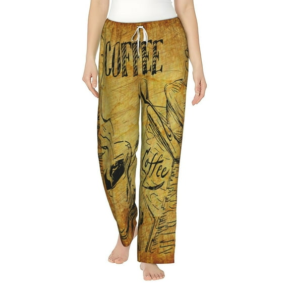 Haiem Coffee Vintage Women's Pajama Pants Ultra Lightweight Pjs Bottoms Sleepwear Bottom Pants With Pocket Drawstring-X-Large