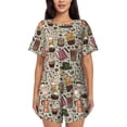 thumbnail image 1 of Haiem Coffee pots cup Pattern Pajama Set for Women 2 Piece Lounge Set Short Sleeve Tops and Shorts Soft Sleepwear-3X-Large, 1 of 7