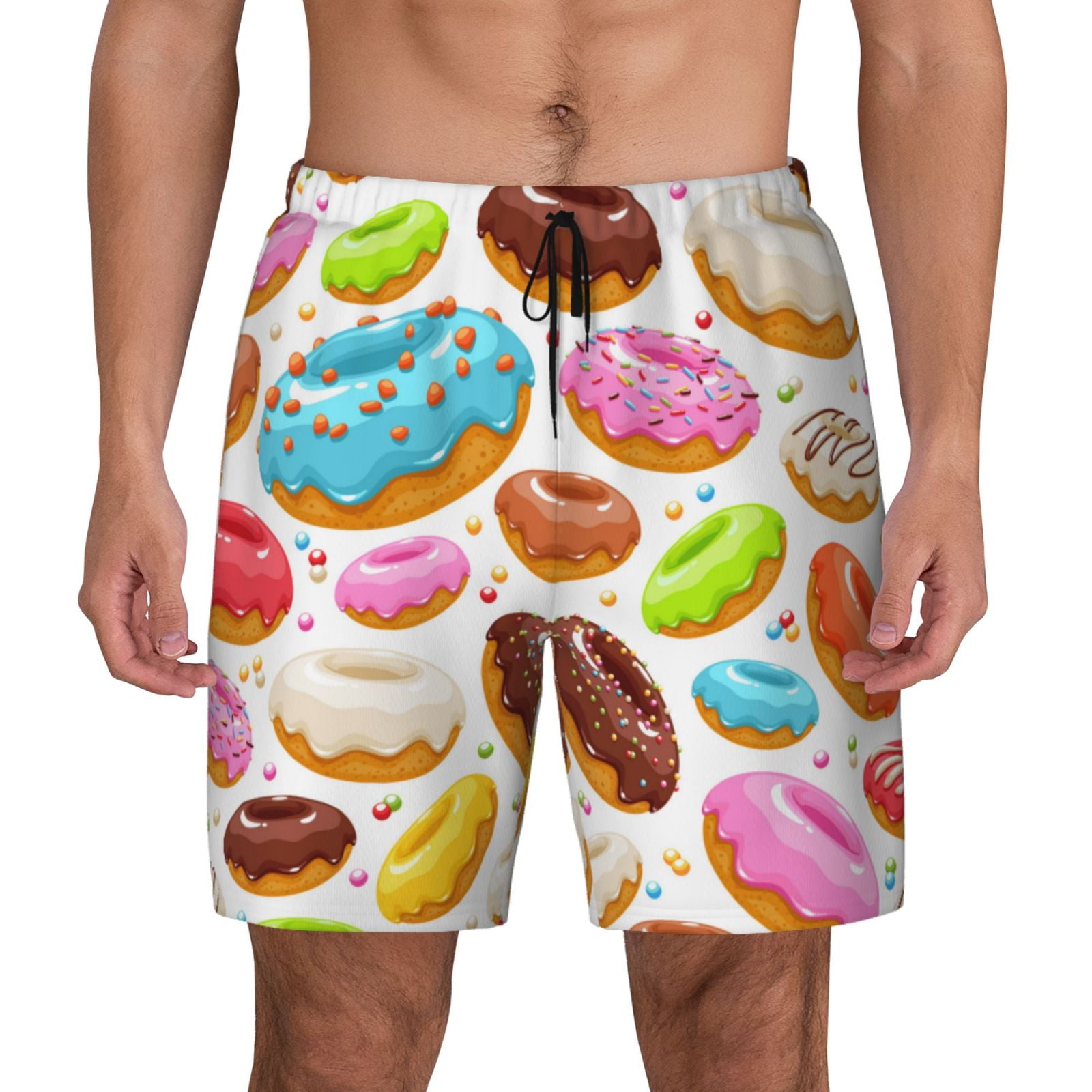 Haiem Color Donut Mens Swim Trunks with Compression Liner 2 in 1