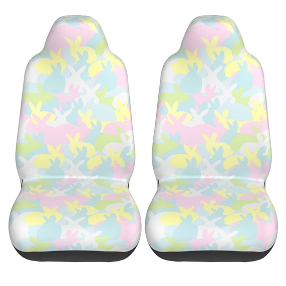 Haiem Color Rabbit Printed Car Seat Covers Set of 2, Universal Fit Car Seat Covers,Protective Seat Covers,Comfortable Car Seat Covers, Easy Installation Seat Covers, Vehicle Seat Covers