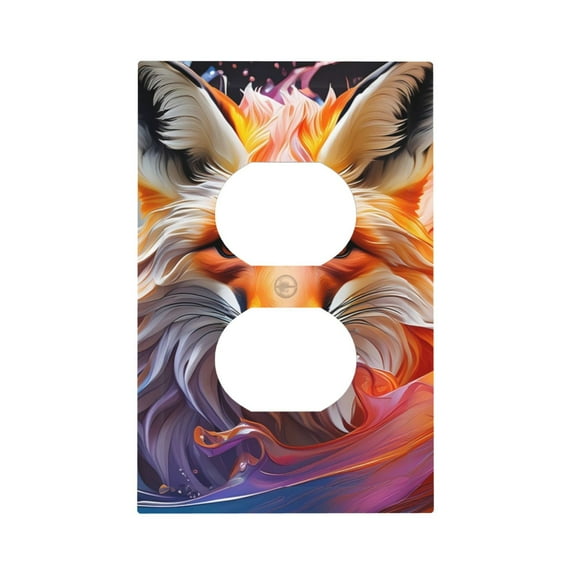 Haiem Color Splash Fox Portrait Pattern Decorative Wall Plates, 1-Gang 5.0" x3.0", Unbreakable Thermoplastic Faceplate Cover for Decorator Receptacle Outlet & Switch-Style S