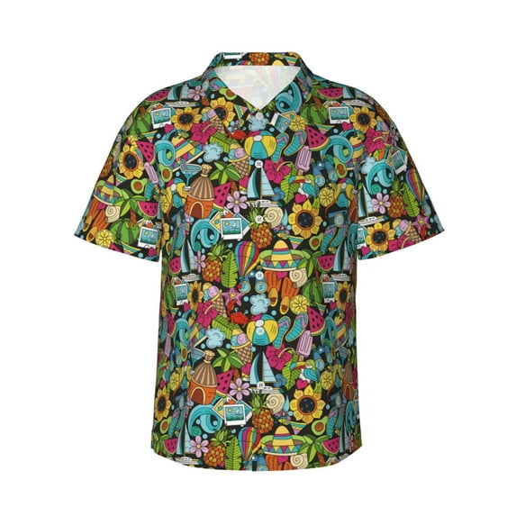 Haiem Color Summer Printed Hawaiian Shirt for Men - Men’s Casual Beach Summer Shirts - Stretch Fabric with Modern Fit-3X-Large
