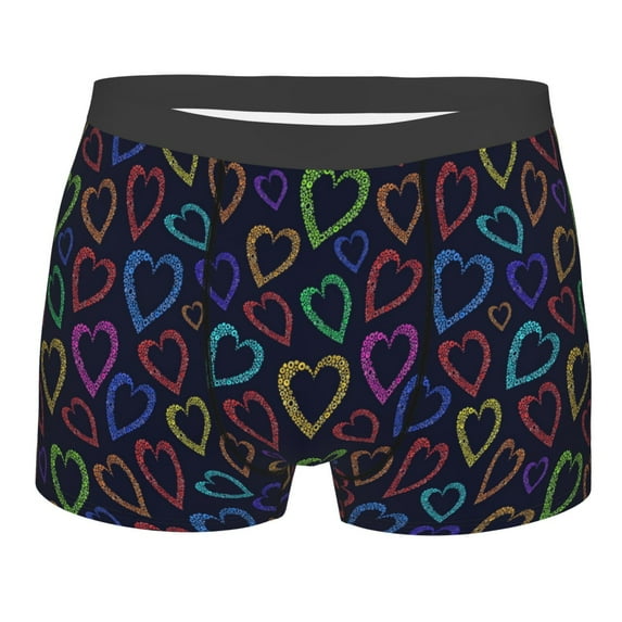 Haiem Colored Hearts Men's Boxer Briefs, Every Day Comfort Stretch Cotton Moisture-Wicking Underwear-X-Large