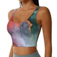 thumbnail image 1 of Haiem Colorful Abstract Waves Pattern Womens Sports Bra - U Neck Padded Low Impact Yoga Bra Workout Crop Top Gym Moisture-Wicking Workout Vest -XX-Large, 1 of 1