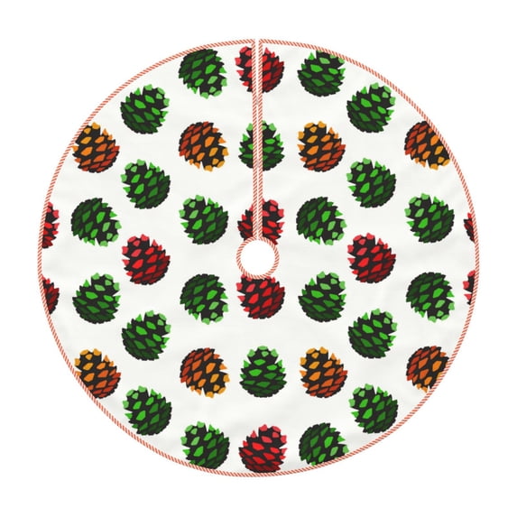Haiem Colorful Autumn Pinecones Pattern Christmas Tree Skirt Merry Christmas Party Christmas Tree Decoration,New Year Decorations-48"