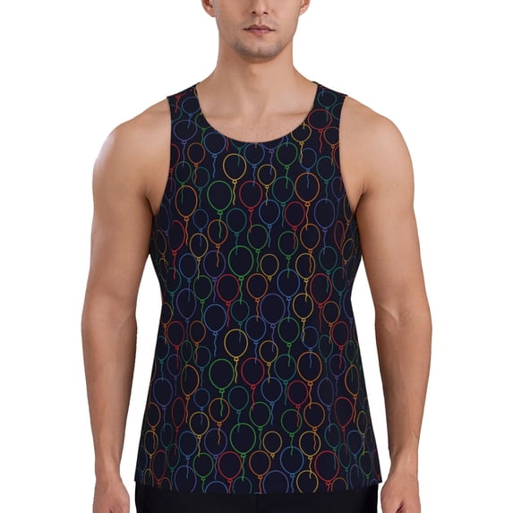 Haiem Colorful Balloons Men Workout Tank Top Gym Bodybuilding Sleeveless Muscle T Shirts Athletic Tank Breathable Workout Shirt-3X-Large