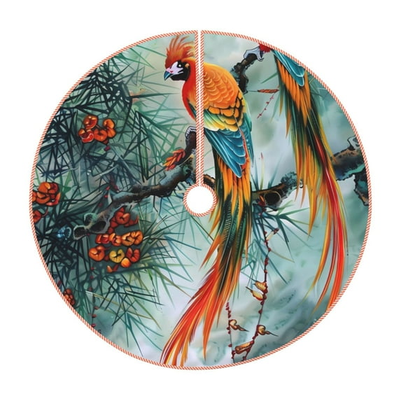 Haiem Exotic Birds Forest Pattern Christmas Tree Skirt Merry Christmas Party Christmas Tree Decoration,New Year Decorations-30"