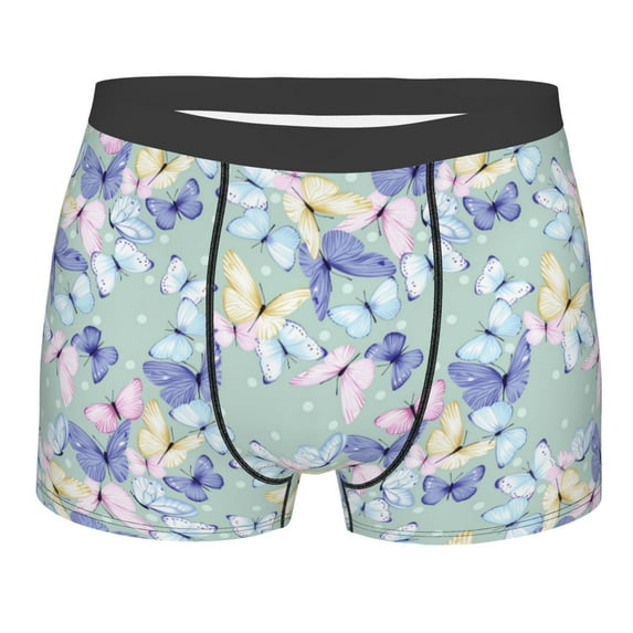 Haiem Colorful Butterfly Men's Boxer Briefs, Every Day Comfort Stretch Cotton Moisture-Wicking Underwear-X-Large