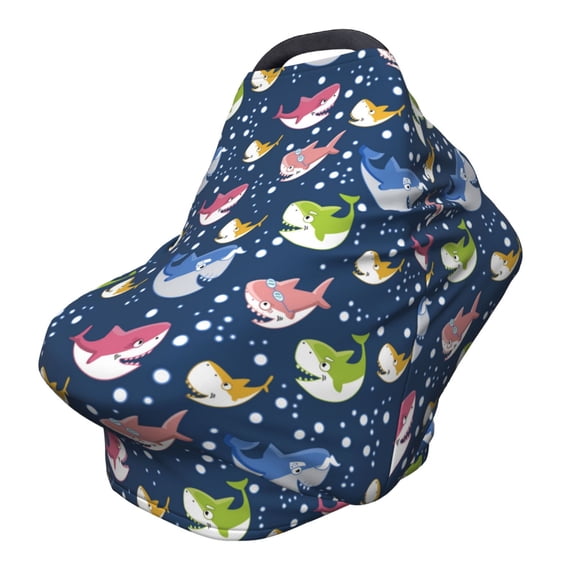 Haiem Colorful Cartoon Shark Baby Nursing Cover & Nursing Poncho - Multi Use Cover for Baby Car Seat Canopy, Stroller Cover, 360°Full Privacy Breastfeeding Coverage