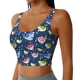 thumbnail image 1 of Haiem Colorful Cartoon Shark Pattern Womens Sports Bra - U Neck Padded Low Impact Yoga Bra Workout Crop Top Gym Moisture-Wicking Workout Vest -Medium, 1 of 9