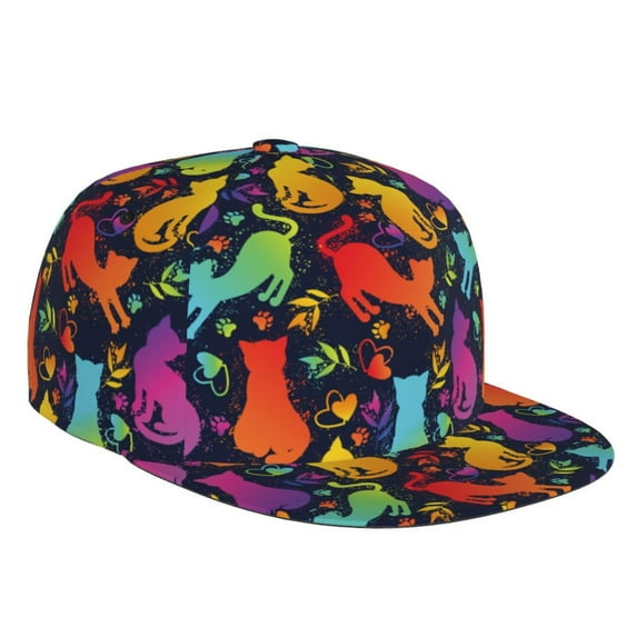 Haiem Colorful Cats Classic Snapback Cap Flat Bill Hat Baseball Cap Adjustable Size Cotton Dad Hat