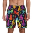 thumbnail image 1 of Haiem Colorful Cats Mens Swim Trunks with Compression Liner 2 in 1 Swimming Shorts Stretch Swimwear Quick Dry,Board Shorts-X-Large, 1 of 9