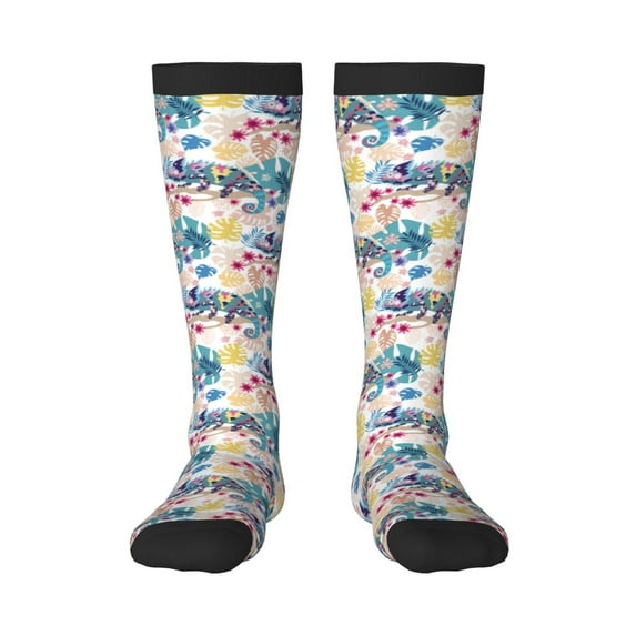 Haiem Colorful Chameleons Socks, Funny Novelty Crazy Design Cotton Socks Sports Socks Knee High Socks For Men, Women,1Pairs - Gift For Working Friends