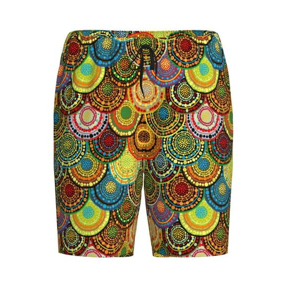 Haiem Colorful Circle Men's Pajama Short with Soft Woven Cotton Elastic Waistband Sleep Short-3X-Large