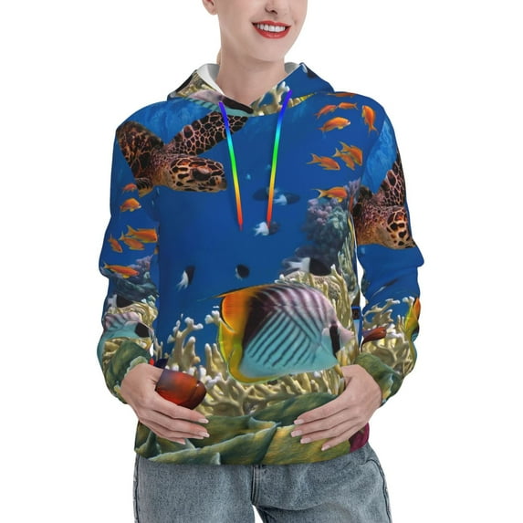 Haiem Colorful Coral Reef for Men's Fashion Hoodies & Sweatshirts with Kangaroo Pocket,Hooded Sweatshirt with Eye-catching Drawstrings-Large