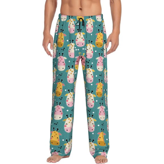 Haiem Colorful Cow Men's Pajama Pants Ultra Lightweight Pjs Bottoms Sleepwear Bottom Pants With Pocket Drawstring-Large