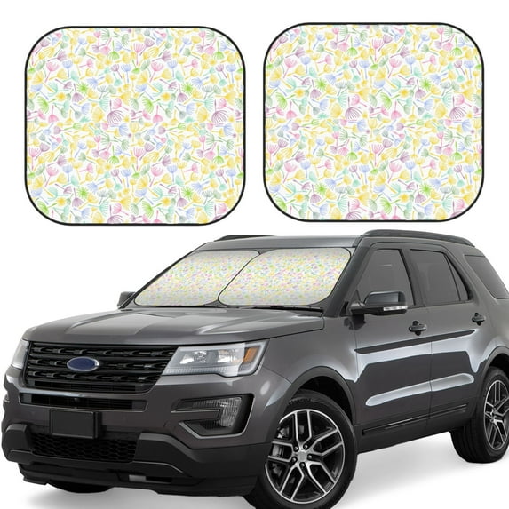 Haiem Colorful Dandelion Car Windshield Sun Shade (2 Pieces) Foldable Windshield Sun Shade Car Accessories for Truck SUV Pickup-Large