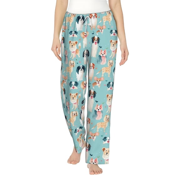 Haiem Colorful Dog Women's Pajama Pants Ultra Lightweight Pjs Bottoms Sleepwear Bottom Pants With Pocket Drawstring-Small