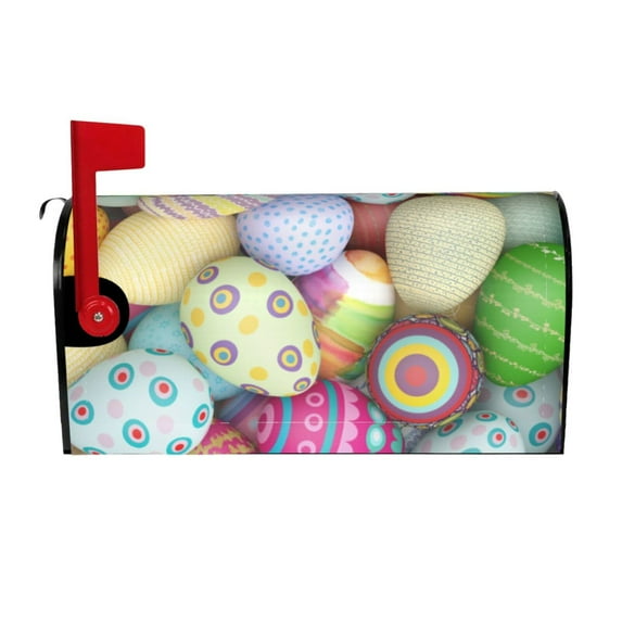 Haiem Colorful Easter Eggs Mailbox Covers Magnetic ,Mailbox Wraps Post Letter Box Cover for Holiday Garden Yard Decor-25.5x21 in