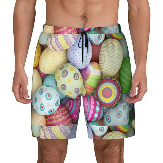 Haiem Colorful Easter Eggs Men'S Quick-Dry Swim Trunks: Comfortable Beach Shorts With Mesh Lining And Pockets - Ideal For Swimming And Sunbathing Medium